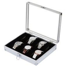 十二格金屬鋁製手錶盒 - 銀色 12格收納盒 簡約時尚手錶展示盒 飾品收納盒