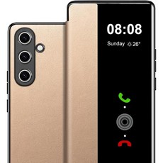 (NULL) 갤럭시 S25 울트라 케이스 플립 가죽 커버 투명 SView 폰 스마트 윈도우 하드 충격 방지 보호 5G 클리어 뷰 397625 Red