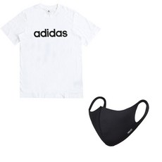 adidas 愛迪達 Linear Logo文字印花棉質短袖T恤+口罩