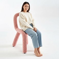 브라보가구 바바 부클레 패브릭 의자, 핑크