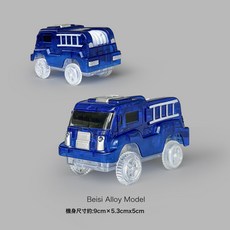 小車彩窗磁力片軌道小車配件電動警車消防車兒童玩具禮物, 1個, 藍色工程車 帶燈光 重量03kg  1套