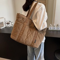 투니스 여성 심플 다이아몬드 퀼팅 코튼 토트 숄더백