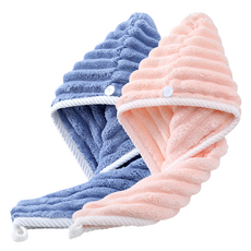 지세 드라이 헤어타월 63 x 43 cm, 1세트, 핑크 + 블루