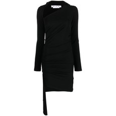 오프화이트 asymmetric ruched minidress