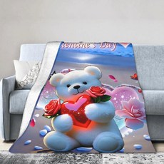 해피 귀여운 곰 플란넬 담요 성인 포근한 겨울 침실 침대 커버 소파 덮개, 1. 1
