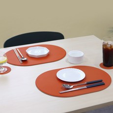 [페니체] 플랫레더트레이 테이블매트 식탁매트 쟁반 양면트레이, 1개, 400x285x40(mm), 오렌지(블랙)