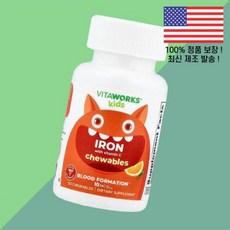 비타웍스 어린이 칠드런 키즈 아이 비타민C 비타민씨 비타민시 철분 아이언 철 오렌지 츄어블 120정 VitaWorks Kids Iron With Vitamin C Orange, 비타웍스 어린이 칠드런 키즈 아이 비타민C 비타민씨 비