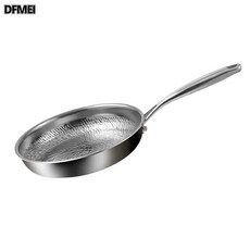 DFMEI 有鈦平底鍋不粘鍋有鈦家用牛排煎蛋鍋0塗層炒鍋電磁爐煤氣竈通用, 1個, 內徑20cm無蓋【龍鱗錘紋 健康0塗層】:如圖, 1cm
