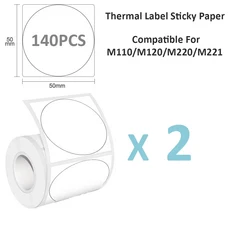 M110 50x50mm 원형 열 라벨 Phomemo M200/M220 고대비 방수 무광택 스티커 프린터 소매/QR 코드/브랜드 로, 01 2 Rolls 50x50mm