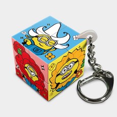 모두의취미 큐브 로직 일반 캐릭터 시리즈, 다각형, 1개, 미니언즈 키링 미니큐브 2X2