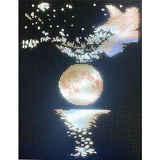 치프몰 캔버스형 LED 보석십자수 30 * 40, 22. 호수위의 달, 1개