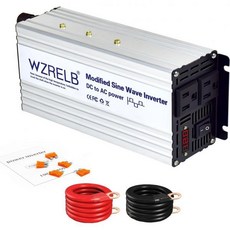 WZRELB 1000W 전력 인버터 12V DC를 110V 또는 120V AC로 변환 2000W 피크 수정 사인파 차량용 LED 디스플레이 이중 AC 출력 소프트 스타터 오프그, 1200W 12V