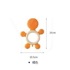 臺灣爆品-FaSoLa牙膠咬咬樂嬰兒早教玩具牙咬防吃手安撫磨牙棒卡通硅膠牙膠, 橘色, 1個