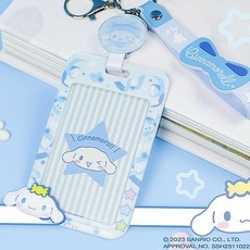 산리오 쿠로미 시나모롤 릴홀더 카드케이스 교통카드 학생증 사원증 ID키홀더, 1개, 2.시나모롤 리본 카드 홀더