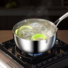 DFMEI 加厚食品級不鏽鋼奶鍋輔食不粘雪平鍋無塗層一人食煮泡麪小鍋, 1個, 單柄雪平鍋【無蓋】—鋼柄款, 18cm