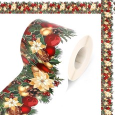 크리스마스 게시판 테두리 스티커 1.8m(59피트) 자체 접착 롤 트림 겨울 휴일 학교 교실 칠판 사무실 파티 책상 벽 장식, 크리스마스 게시판 테두리 스티커, 1.8m(59피트)