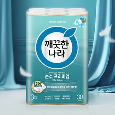 깨끗한나라 3겹 데코 순수 프리미엄 천연펄프 롤화장지 30m, 30개입, 1개