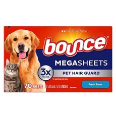 Bounce 寵物毛髮烘衣柔軟去靜電紙70張X3入/套，有效去除毛髮、柔軟衣物、消除靜電，讓您的衣物清新舒適, 70張X3入, 1套