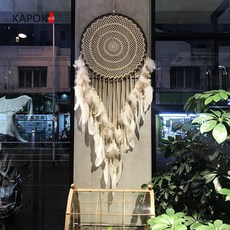 대형 드림캐처 라메 장식 가랜드 금속 화이트 발코 예쁜 라메드림캐처 모빌 종소리 앤티크 드림캐쳐 30cm, 고대 [파우더] 업그레이드 모델 [40cm 원형]