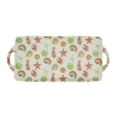 Boston International 손잡이가 달린 장식용 멜라민 서빙 트레이 스몰 40.6cm x 17.8cm(16인치 7인치) 해피 타코_155081, Watercolor Sealife