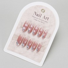 穿戴甲甲片高級感手工法式豹紋貓眼美甲片女士預製假指甲, 1個, BY2151:手工甲M碼#10片/袋