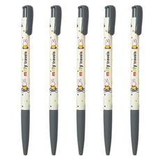 동아 미피 캐릭터 유성볼펜 0.5mm 단색, 5개, 검정