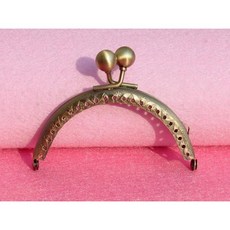 【綺綺愛編織】8.5cm 半圓型 口金 大珠頭 單耳 古銅色 壓花 優質無斷孔