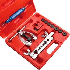 LEONTOOL 더블 싱글 플레어링 브레이크 라인 공구 키트 전문 브레이크 라인 플레어링 툴 키트/40.6cm(16인치)에서 1.6cm(5/8인치) 미니 파이프 커터 포함 구
