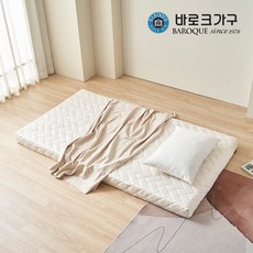 바로크가구 허니비 8cm 순면 토퍼 매트리스 세트(보관벨트) SS, 허니비 8cm 토퍼 SS_아이보리(쿨론)