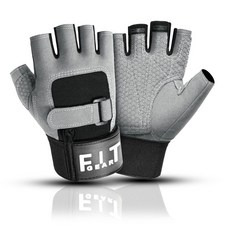 加壓護腕 健身運動半指手套 耐磨防滑戶外通用手套, 灰色,XL, 1個