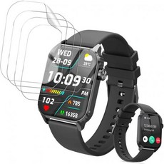 후키모 4개입 화면 보호필름 트라우시 TG08 스마트워치용 1.83인치 부드러운 TPU 지문 방지 고화질 선명도 기포 없음 긁힘 방수 및 방유 오일, 후키모 4개입 화면 보호필름 트라우시 TG08 스마트워