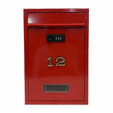 數字密碼鎖信箱 家居裝飾信箱, 紅色，附號碼