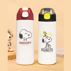 스누피 보온 물통 휴대용 보냉 원터치 초등학생 텀블러, 심플-블랙, 1개, 500ml