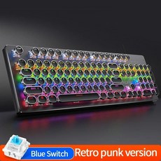 펑크 키보드 104키 RGB 백라이트 유선 기계식 핫스왑, Black Blue Switch