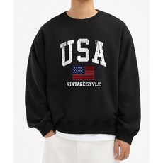 [언더오프] 피치스킨 에센셜 빈티지USA 기모 맨투맨 블랙