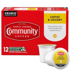 Community Coffee 시그니처 블렌드 12개 커피 포드 다크 로스트 큐리그 2.0 K컵 브루어와 호환 12개 (1팩), 커피 및 치커리