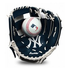 프랭클린 주니어 MLB 뉴욕양키스 글러브 우투용 + 볼 세트76099F10, 네이비, 1개