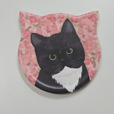 [다하리나] 파스텔톤 귀여운 고양이 규조토 컵받침, 1개, 레드냥