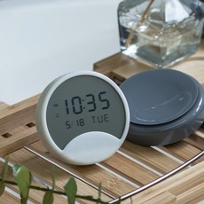 디지털 전자 욕실 화장실 흡착 방수 붙이는 시계, 그레이