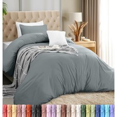 Utopia Bedding 베개 커버가 있는 이불 커버 세트 - 지퍼 클로저가 있는 침구 이불 커버 2개 - 이불 커버 1개와 베개 커버 1개 - 부드러운 브러시드 극세사 (트, Grey