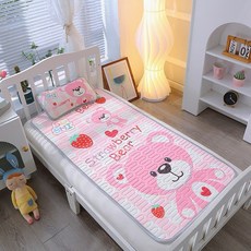 2024新款 幼稚園午睡墊 嬰兒涼席, 1個, 粉色小熊,小號【豪華款】120*60
