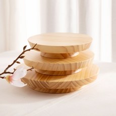 [데코봉봉] 우드원형접시 (내추럴) 플레이트 그릇 나무 원목 식기, 1개