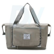 加厚摺疊擴充旅包 紫色行李袋 牛津布行李袋 健身包, 高品質-可折疊擴充款-中灰色, 1個