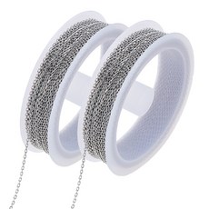 20m 304 스테인리스 스틸 케이블 체인 납땜 처리 스테인리스 스틸 색상 1.5x1x0.5mm, 은색, 2개