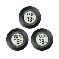 2pcs 미니 습도계 실내외 원형 습도계 온도계 습도계 온도계 습도 센서 화씨 전환 가능한 파충류 병 3D 프린터용 섭씨 모니터, 3