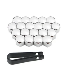 자동차 타이어 너트 캡 보호 커버 전기 도금 다채로운 휠 허브 녹 방지 나사 17mm 20 개, [03] Silver, [02] 19mm, 03 Silver_02 19mm