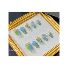 Whisper Nails 穿戴甲 美甲片 青霧秘語 純手工指甲片 現貨隔日達, 1個, M