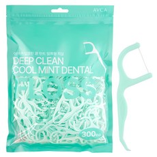 아브카 딥클린 쿨 민트 일회용 치간 치실 + 휴대용 케이스, 300개입, 1세트