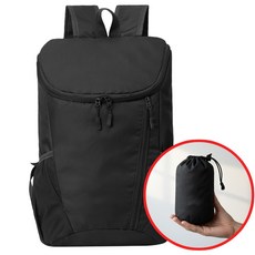 엘마운틴 오픈업 초경량 접이식 휴대용 배낭 20L 등산 여행 아웃도어 백팩, 블랙