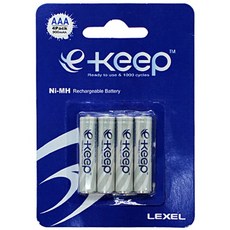 렉셀 LEXEL E-KEEP 니켈 수소 PRO 배터리 AA / AAA 고용량 1.2V 충전 건전지 - 4알, 1세트, 4개입
